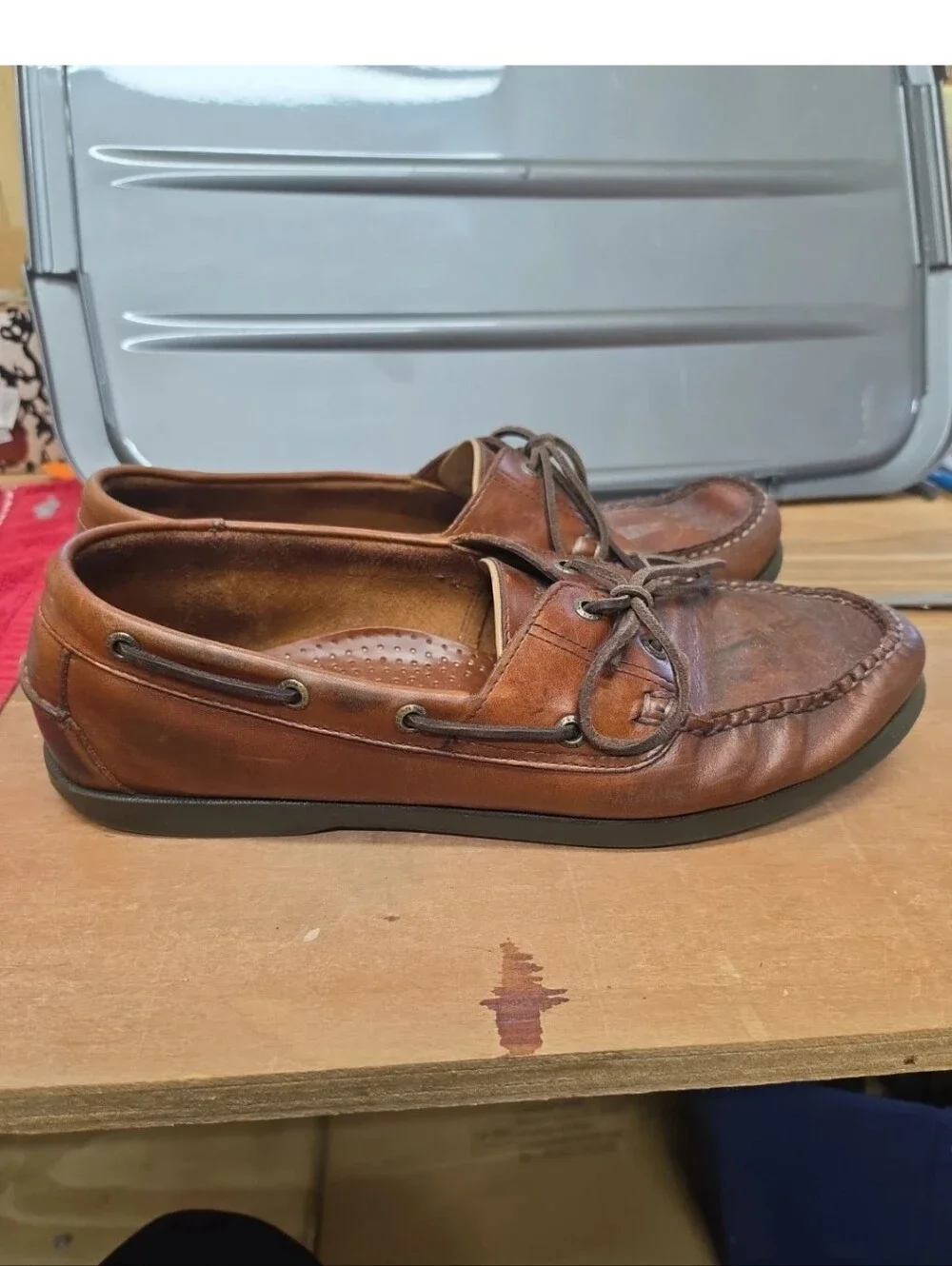 LL Bean Boat Shoes Mens 13D Brown Leather Casco Bay Moccasin Loafers Casual